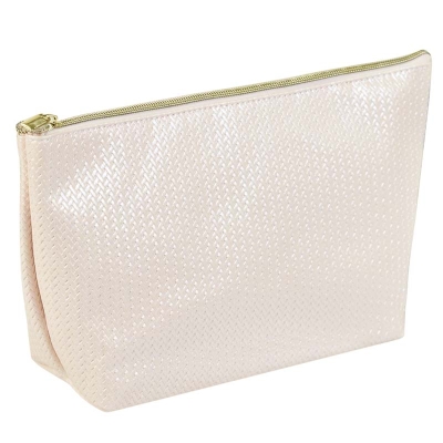 Aram Cosmetiquero Crema Metálico Rectangular  7"