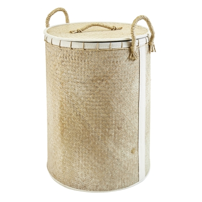 Hamper Redondo con Tapa Natural / Blanco XLS