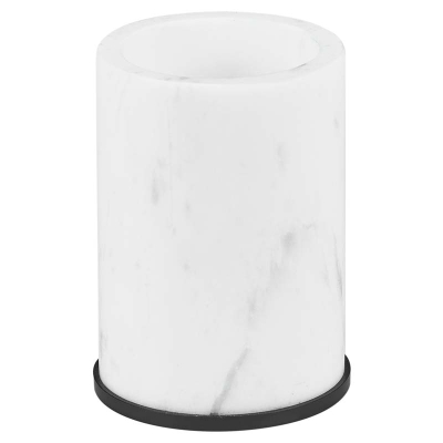 Porta Cepillo Mármol Blanco y Negro 4x3x3 Pulgadas
