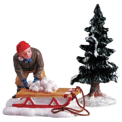 Figura Chico y Trineo Bola de Nieve 2" 2 Piezas