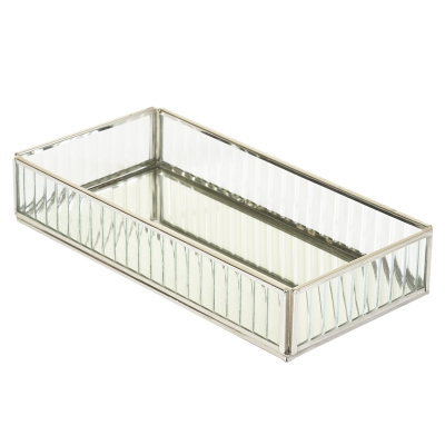 Bandeja Decorativa de Metal Plateada Mediana