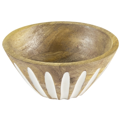 Tazón de Madera con Lineas Blancas 6"x 3"