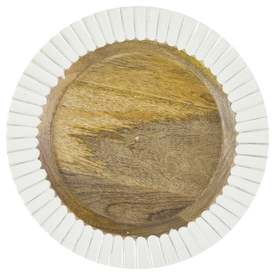 Plato Base de Madera con Líneas Blancas 13"