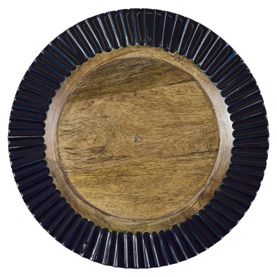 Plato Base de Madera con Líneas Azules 13"