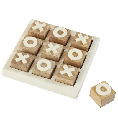 Tic Tac Toe Decorativo Madera y Hueso