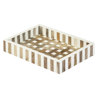 Bandeja Decorativa de Hueso y Madera Pequña
