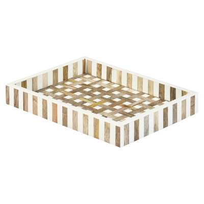 Bandeja Decorativa de Hueso y Madera Grande