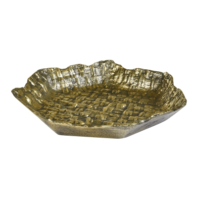 Plato Decorativo Aluminio Dorado 14x13x2 Pulgadas