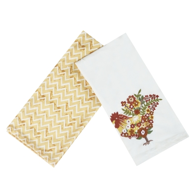 Toalla de Cocina de Gallo y Flor 2 Piezas