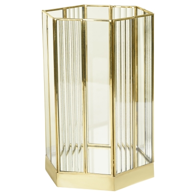 Brisero Metal Vidrio Dorado 8x8x12 Pulgadas