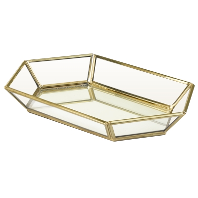 Bandeja Decorativa Metal Dorada 9x6x1 Pulgadas
