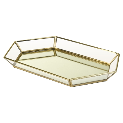 Bandeja Decorativa Metal Dorado 13x8x1 Pulgadas