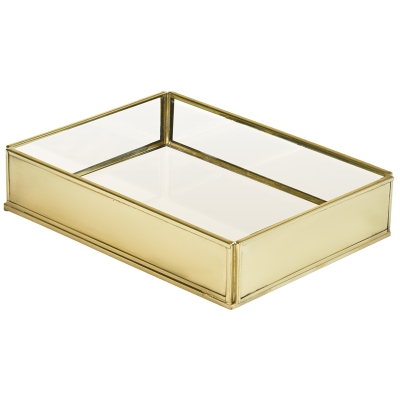 Bandeja Decorativa Espejo Dorado 8x6x2 Pulgadas