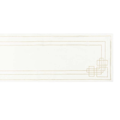 Camino de Mesa Mattea Blanco Dorado 14x71 Pulgadas