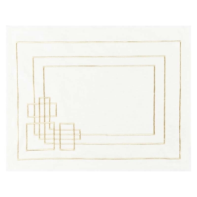 Individual Mattea Blanco y Dorado 14 x 18 Pulgadas