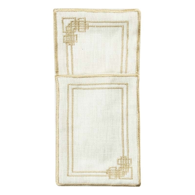 Portacubierto Mattea de Tela Blanco y Dorado