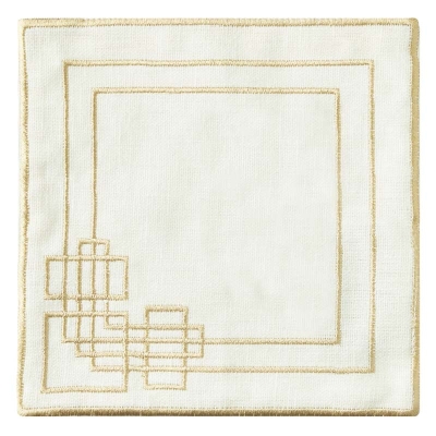 Servilleta Mattea de Cóctel Blanco y Dorado