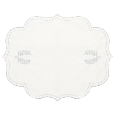 Individual Ovalado León Plateado y Blanco 14 x 18 Pulgadas