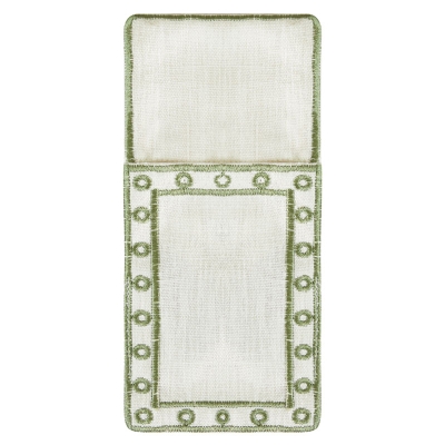 Portacubiertos Vittoria Tela Blanca y Verde 4x8