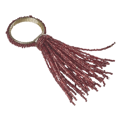Aro de Servilleta Pompón Pedrería Roja 2x4 Pulgadas