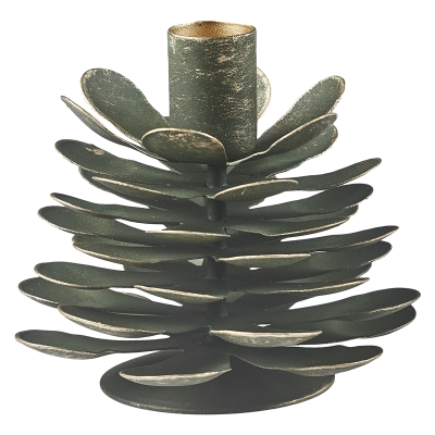 Portavela Follaje Pino Verde Oscuro 4x4 Pulgadas