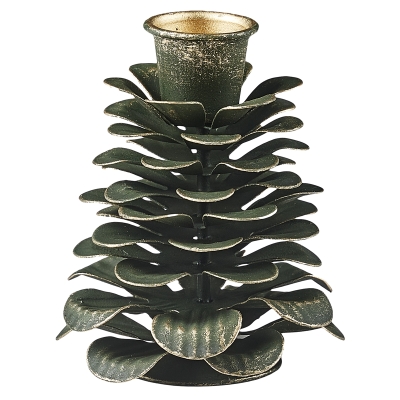 Portavela Follaje Pino Verde Oscuro 3x4 Pulgadas