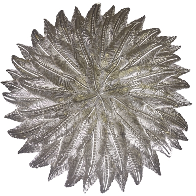 Plato Base Poinsettia Metal Plateado 13"