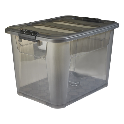 Caja Plástica con Tapa Negra 60 Lt. 22" x 17" x 15"