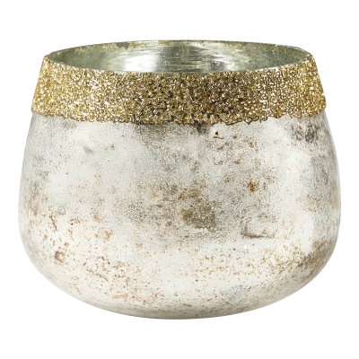Portavela Brillo Dorado 8x8x6 Pulgadas