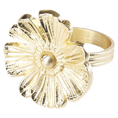 Aro de Servilleta Flor de Metal Dorado