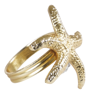 Aro de Servilleta Estrella de Mar de Metal Dorado
