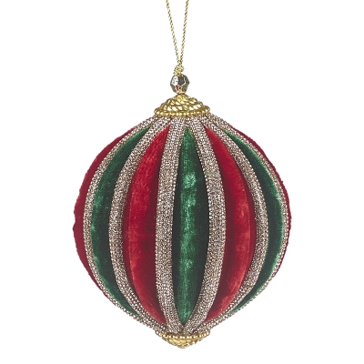 Bola Terciopelo Rojo y Verde 4 Pulgadas