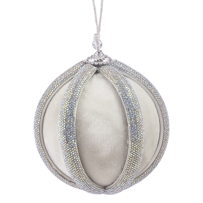 Bola Rayada con Pedrería Blanca 4 Pulgadas