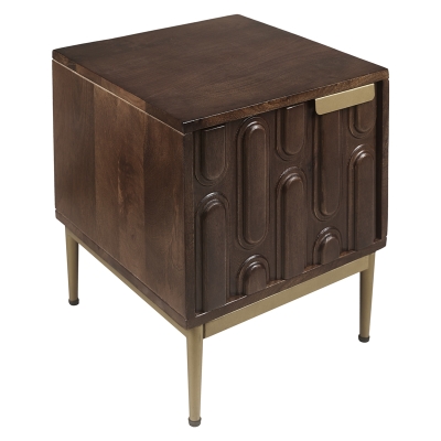 Mesa de Noche Winterw Pebble Madera Metal 16x18 Pulgadas