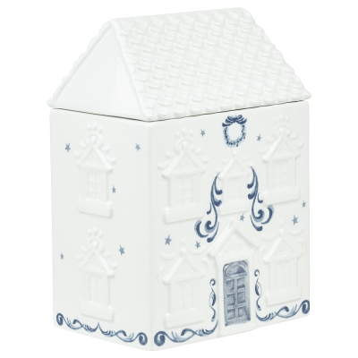 Galletero Casa Blanco Azul 7x5x10 Pulgadas