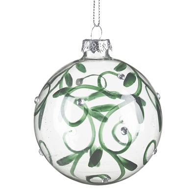 Bola Transparente Hojas Verde 3 Pulgadas