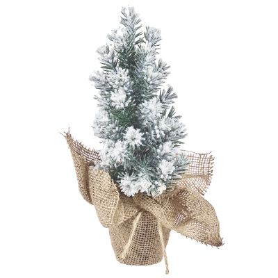 Mini Árbol Pino Nevado Base Yute 12 Pulgadas