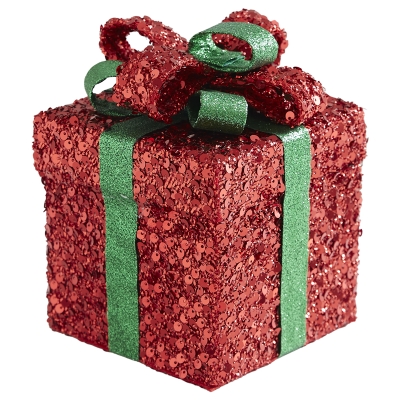 Trineo Regalo Rojo Lazo Verde 5x5x7 Pulgadas