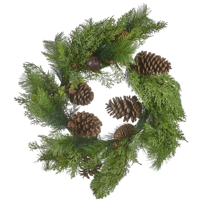 Corona de Pino con Cascabeles 24 Pulgadas