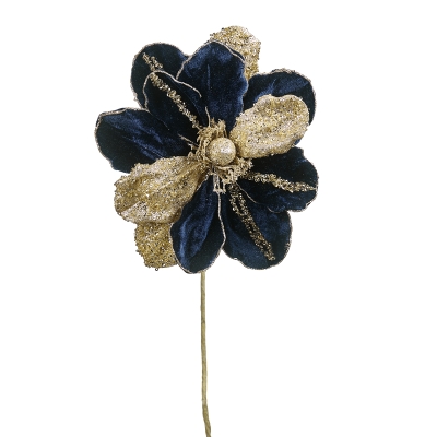 Flor Magnolia Azul Dorada 21 pulgadas