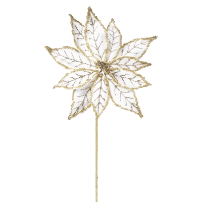 Flor Pascua Crema con Borde Dorado 20 pulgadas