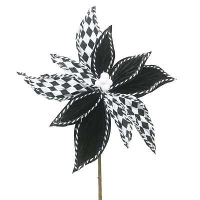 Flor Pascua Cuadros Negro Blanco 12 "