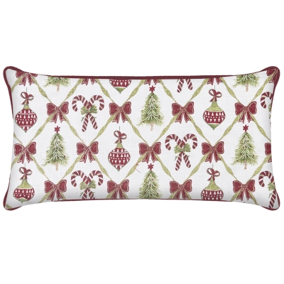Cojín Navidad Rojo Verde Blanco 14x28 Pulgadas
