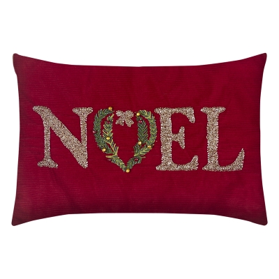 Cojín Noel Rojo Dorado 14x20 Pulgadas