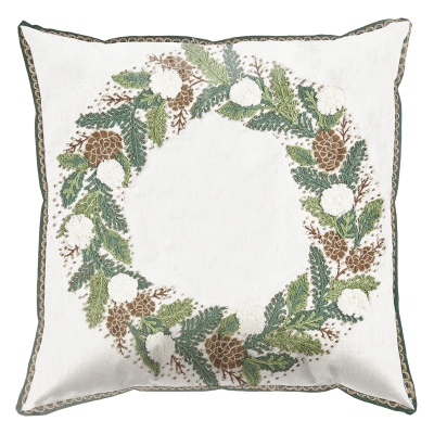 Cojín Natale Corona Blanca 18x18 Pulgadas