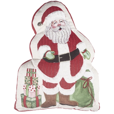 Cojín Relleno Santa Blanco Rojo Verde 12x15 Pulgadas
