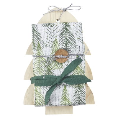 Toalla de Cocina Algodón Verde con Tabla de Madera
