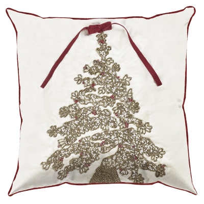 Cojín Árbol con Lazo Rojo 20x20 Pulgadas
