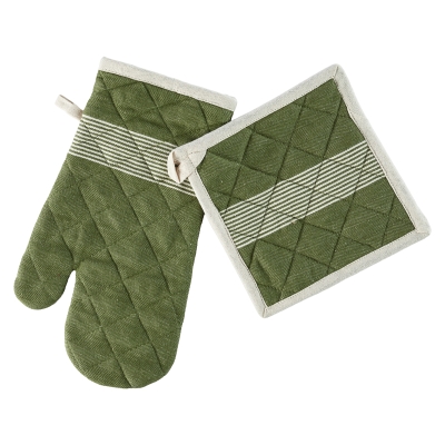 Guante y Agarrador Algodón Verde