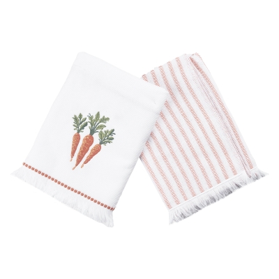 Toallas de Cocina Zanahoria Blanco 2 Piezas 20x28 Pulgadas